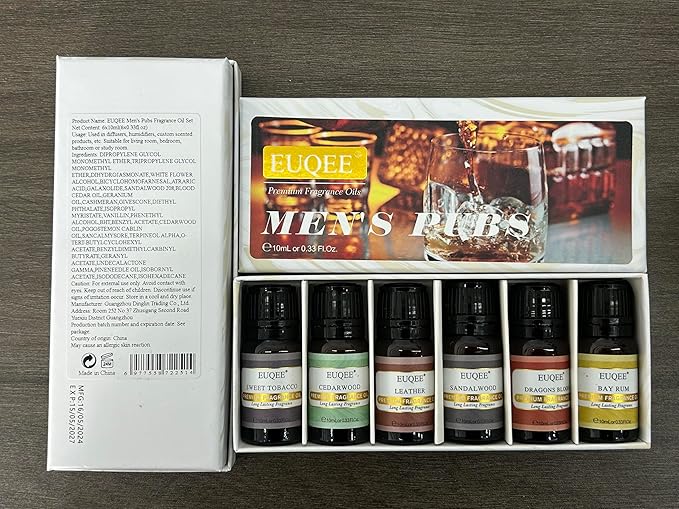EUQEE 6PCS Men's Pubs Gift Set Premium Fragrance Oils for Men