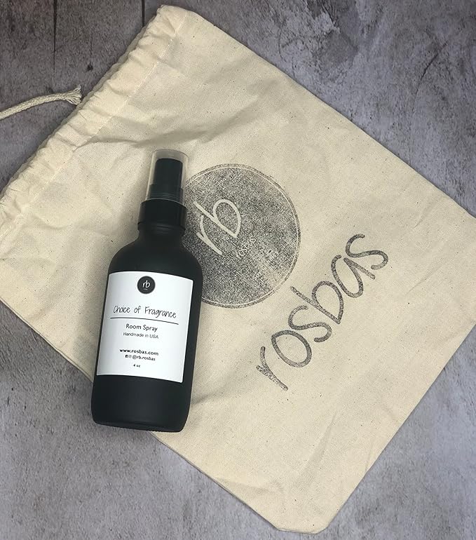 rosbas Black Sea Room Spray in Drawstring Cotton Bag - Black Glass Bottle - Handcrafted in USA - Long Lasting Home Fragrance Mist - Non-Toxic & Phthalate Free - 4 fl oz