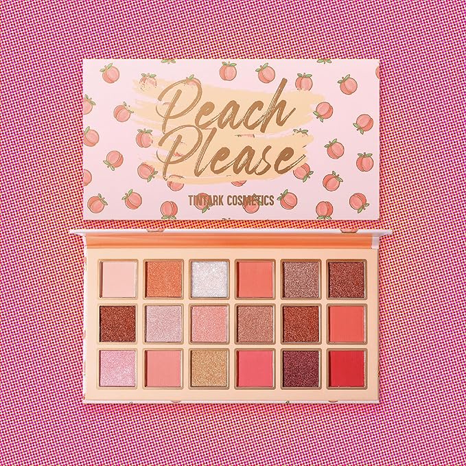 Tintark Peach Please Eyeshadow Palette, 18 Colors Matte Shimmer Metallic Pink Nude Shades, Highly Pigmented Blendable Long Lasting Powder Makeup Kit