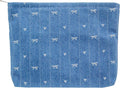 Flat Makeup Bag for Women,Zipper Cosmetic Pouch for Purse,Jean Blue