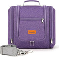 COOSKY Hanging Travel Toiletry Bag for Women and Men, 6 Organizer Compartments, Large Toiletries essentials, Bathroom Cosmetic Accessories, Water-resistant Makeup Bag, Holds Full-Size Shampoo, Purple
