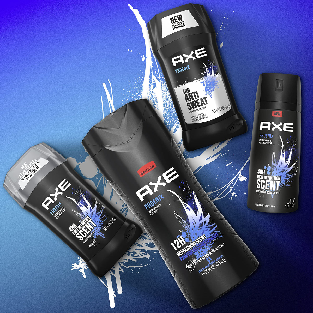 AXE Body Spray Deodorant For Long Lasting Odor Protection, Phoenix Deodorant For Men Formulated Without Aluminum 4oz 4 Count