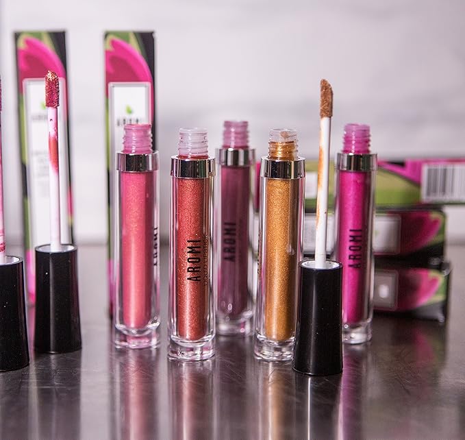Aromi Burnt Pumpkin Metallic Liquid Lipstick, Chewy Apricot