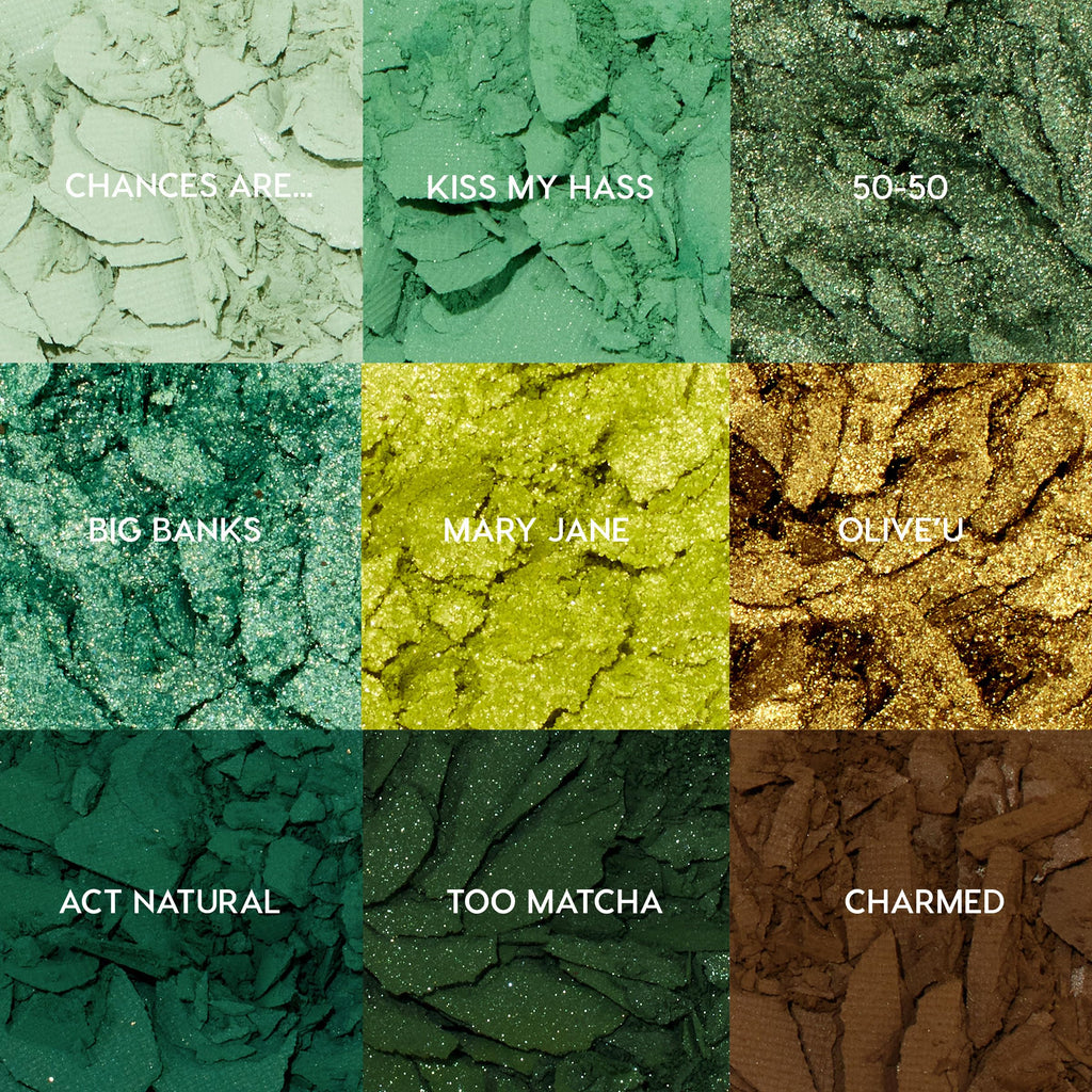 ColourPop Just My Luck Green Eyeshadow Palette - Green & Neutral Eyeshadow Palette with Matte & Metallic Finishes - High-Pigment Eye Makeup with a Long-Wearing Formula (0.3 oz)
