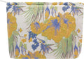 Flat Makeup Bag for Women,Zipper Cosmetic Pouch Purse,Brocade Flower Yellow