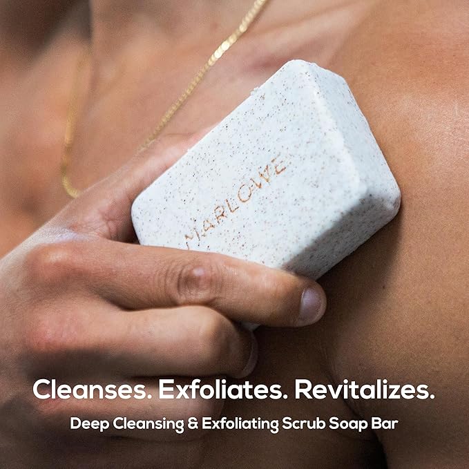 MARLOWE. Body Scrub Soap, Exfoliating Soap Bar, Oud Wood, 7 oz (12 Bars)