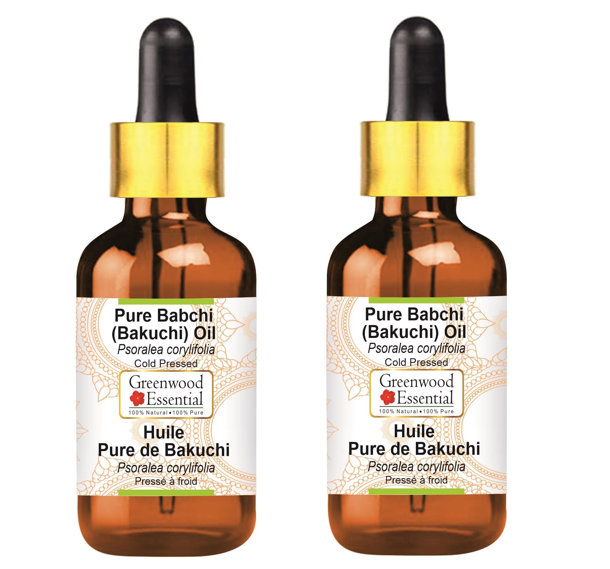 Greenwood Essential Babchi (Bakuchi) Oil (Psoralea corylifolia) with Glass Dropper | Cold Pressed | Natural | Undiluted | For Diluting Essential Oils | For Skin & Massage | Unisex |100ml X 2 (6.76 oz)