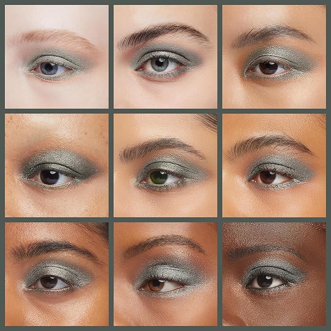 Pure Ziva Counterfeit Shimmering Deep Forest Green Blue Grey Pressed Powder Single Vegan Eyeshadow; Talc, Paraben & Cruelty Free