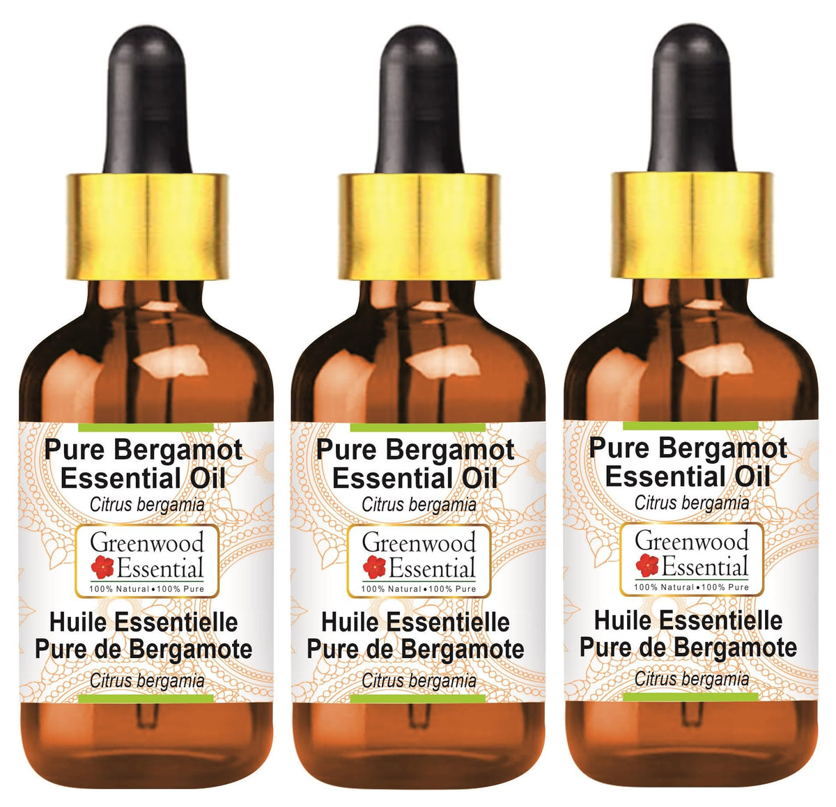 Greenwood Essential Pure Avocado Oil (Persea americana) with Glass Dropper Cold Pressed (Pack Of Three) 100ml X 3 (10 oz)