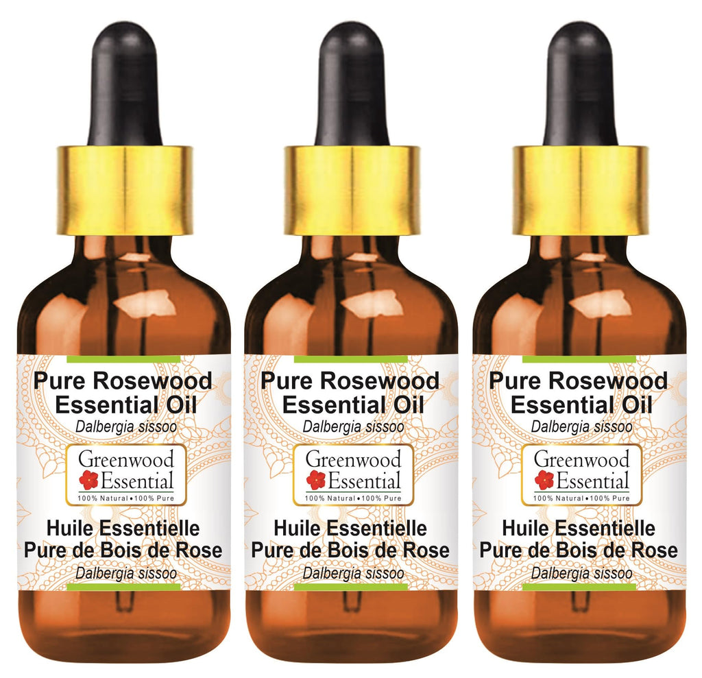 Greenwood Essential Rosewood Essential Oil (Dalbergia Sissoo) with Glass Dropper | Pure | Non-Sticky | Non-Greasy | Lightweight | Men & Women | All Skin Types | Steam Distilled 50ml (1.69 oz)